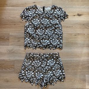 Alice + Olivia High Waist Lace Shorts & Eve Lace Top